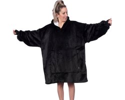 Q-Living Hoodie Deken - Oversized Hoodie - Plaid Met Mouwen - Hoodie - Fleece Deken Met Mouwen - 1450 gram - Zwart
