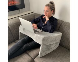 Q-Living Schootkussen - Zacht Leeskussen - Arm Ondersteuning - Vloerbank - Leeskussen - Laptopstandaard - Lekker Lui Lezen - Fluweel Grijs