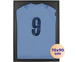 Q-Living Wissellijst Aluminium - Inlijsten Voetbal Shirt - 70x90 CM - Zwart - Diepe lijst - 3D Box Frame - Shirt Inlijsten In Fotolijst