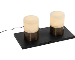 QAZQA alessia - Art Deco Dimbare LED Draadloze Oplaadbare Tafellamp USB met Dimmer - 1 lichts - H 12 cm - Brons - Buitenverlichting