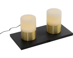 QAZQA alessia - Art Deco Dimbare LED Draadloze Oplaadbare Tafellamp USB met Dimmer - 1 lichts - H 12 cm - Goud - Buitenverlichting