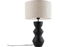 QAZQA alisia - Design Tafellamp met kap - 1 lichts - H 60 cm - Grijs - Woonkamer | Slaapkamer | Keuken
