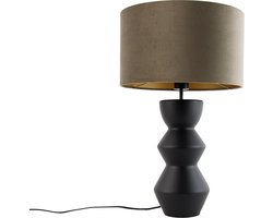 QAZQA alisia - Design Tafellamp met kap - 1 lichts - H 60 cm - Zwart Goud - Woonkamer | Slaapkamer | Keuken
