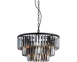 QAZQA amel - Moderne Kroonluchter - 9 lichts - Ø 50 cm - Zwart - Woonkamer