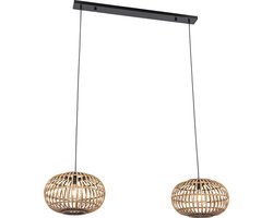 QAZQA amira - Oosterse Hanglamp eettafel voor boven de eettafel | in eetkamer - 2 lichts - L 122 cm - Naturel - Woonkamer | Slaapkamer | Keuken