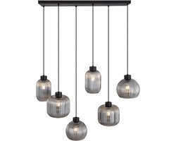 QAZQA ana - Design Hanglamp voor boven de eettafel | in eetkamer - 6 lichts - L 93 cm - Zwart - Woonkamer