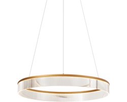 QAZQA anello chandelier - Moderne LED Hanglamp voor boven de eettafel | in eetkamer - 1 lichts - Ø 78 cm - Messing - Woonkamer | Slaapkamer | Keuken