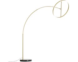 QAZQA anello - Design Dimbare LED Booglamp | Vloerlamp | Staande Lamp met Dimmer - 1 lichts - H 203.8 cm - Zwart Goud - Woonkamer