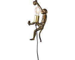 QAZQA animal monkey - Klassieke Wandlamp voor binnen - 1 lichts - D 17 cm - Zwart Goud - Woonkamer | Slaapkamer | Keuken