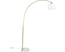QAZQA arc-basic - Moderne Dimbare LED Smart Booglamp | Vloerlamp | Staande Lamp incl. wifi met Dimmer - 1 lichts - H 176 cm - Messing - Woonkamer | Slaapkamer