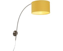 QAZQA arc - Moderne Wand booglamp voor binnen - 1 lichts - D 815 mm - Geel - Woonkamer | Slaapkamer | Keuken