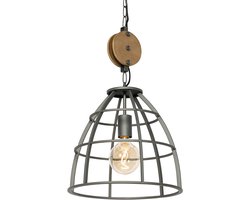 QAZQA arthur - Industriele Hanglamp - 1 lichts - Ø 34 cm - Donkergrijs - Industrieel - Woonkamer | Slaapkamer | Keuken