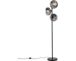 QAZQA ayesha - Art Deco Vloerlamp | Staande Lamp - 3 lichts - H 145 cm - Zwart - Woonkamer | Slaapkamer | Keuken
