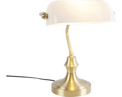 QAZQA banker - Klassieke Notarislamp | Bankierslamp - 1 lichts - H 345 mm - Goud - Woonkamer | Slaapkamer