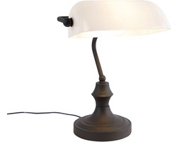 QAZQA banker - Klassieke Notarislamp | Bankierslamp - 1 lichts - H 345 mm - Wit - Woonkamer | Slaapkamer