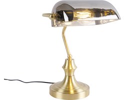 QAZQA banker - Klassieke Notarislamp | Bankierslamp - 1 lichts - H 345 mm - Zwart Goud - Woonkamer | Slaapkamer