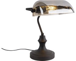 QAZQA banker - Klassieke Notarislamp | Bankierslamp - 1 lichts - H 345 mm - Zwart - Woonkamer | Slaapkamer