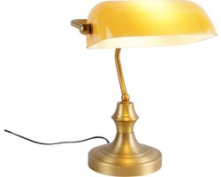 QAZQA banker - Klassieke Tafellamp - 1 lichts - H 345 mm - Geel - Woonkamer | Slaapkamer