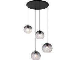 QAZQA bao - Art Deco Hanglamp voor boven de eettafel | in eetkamer - 4 lichts - Ø 64 cm - Zwart - Woonkamer | Slaapkamer | Keuken