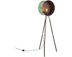 QAZQA barrel - Retro Vloerlamp | Staande Lamp met kap - 1 lichts - H 1430 mm - Groen - Woonkamer | Slaapkamer | Keuken