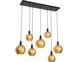 QAZQA bert - Design Hanglamp eettafel voor boven de eettafel | in eetkamer - 7 lichts - L 135 cm - Zwart Goud - Woonkamer | Slaapkamer | Keuken