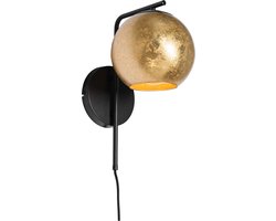 QAZQA bert - Design Wandlamp voor binnen - 1 lichts - L 20 cm - Zwart Goud - Woonkamer | Slaapkamer | Keuken
