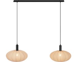QAZQA bida - Japandi Hanglamp voor boven de eettafel | in eetkamer - 2 lichts - L 127 cm - Bruin - Woonkamer | Slaapkamer | Keuken