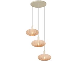 QAZQA bida - Japandi Hanglamp voor boven de eettafel | in eetkamer - 3 lichts - Ø 68 cm - Beige - Woonkamer | Slaapkamer | Keuken