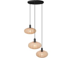 QAZQA bida - Japandi Hanglamp voor boven de eettafel | in eetkamer - 3 lichts - Ø 68 cm - Bruin - Woonkamer | Slaapkamer | Keuken