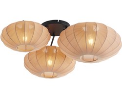 QAZQA bida - Japandi Plafondlamp - 3 lichts - L 80 cm - Bruin - Woonkamer | Slaapkamer