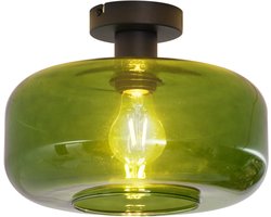 QAZQA bizle - Retro Plafondlamp - 1 lichts - Ø 28 cm - Zwart - Woonkamer | Slaapkamer | Keuken