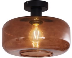 QAZQA bizle - Retro Plafondlamp - 1 lichts - Ø 28 cm - Zwart - Woonkamer | Slaapkamer | Keuken