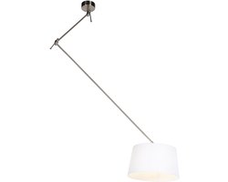 QAZQA blitz - Landelijke Hanglamp met kap - 1 lichts - L 380 mm - Wit - Woonkamer | Slaapkamer | Keuken