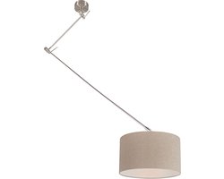 QAZQA blitz - Moderne Verstelbare hanglamp voor boven de eettafel | in eetkamer - 1 lichts - L 1000 mm - Taupe - Woonkamer | Slaapkamer | Keuken