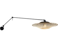QAZQA blitz - Oosterse Wandlamp met kap voor binnen - 1 lichts - D 50 cm - Naturel - Woonkamer | Slaapkamer | Keuken