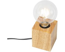 QAZQA bloc - Landelijke Tafellamp - 1 lichts - H 100 mm - Naturel - Woonkamer | Slaapkamer | Keuken