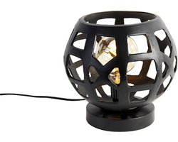 QAZQA bobby - Industriele Tafellamp - 1 lichts - H 25 cm - Zwart - Industrieel - Woonkamer | Slaapkamer | Keuken