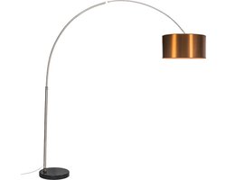 QAZQA Booglamp XXL - Moderne Staande booglamp - 1 lichts - H 2470 mm - Staal - Woonkamer