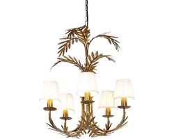 QAZQA botanica - Klassieke Kroonluchter met kap - 5 lichts - Ø 54 cm - Goud/messing - Woonkamer | Slaapkamer | Keuken