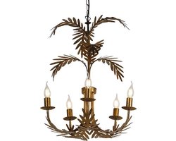 QAZQA botanica - Landelijke Kroonluchter - 5 lichts - Ø 50 cm - Goud/messing - Woonkamer | Slaapkamer