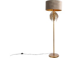 QAZQA botanica - Landelijke Vloerlamp | Staande Lamp met kap - 1 lichts - H 165 cm - Taupe - Woonkamer | Slaapkamer