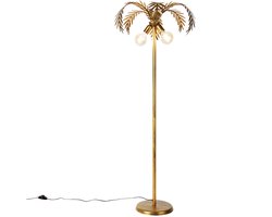QAZQA botanica - Retro Vloerlamp | Staande Lamp - 2 lichts - H 1560 mm - Goud/messing - Woonkamer | Slaapkamer | Keuken