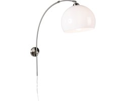 QAZQA bow - Moderne Dimbare LED Smart Wand booglamp incl. wifi met Dimmer voor binnen - 1 lichts - D 116 cm - Wit - Woonkamer | Slaapkamer | Keuken