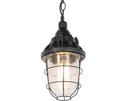 QAZQA cabin - Industriele Hanglamp - 1 lichts - Ø 170 mm - Zwart - Industrieel - Woonkamer