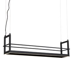 QAZQA cage - Industriele Dimbare LED Hanglamp eettafel met Dimmer voor boven de eettafel | in eetkamer - 1 lichts - L 102 cm - Zwart - Industrieel - Woonkamer