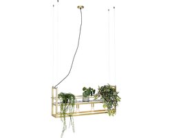 QAZQA cage - Industriele Hanglamp eettafel voor boven de eettafel | in eetkamer - 4 lichts - L 100 cm - Goud/messing - Industrieel - Woonkamer | Slaapkamer | Keuken