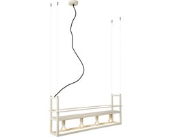 QAZQA cage rack - Industriele Grote hanglamp voor boven de eettafel | in eetkamer - 4 lichts - L 102 cm - Beige - Industrieel - Woonkamer | Slaapkamer | Keuken