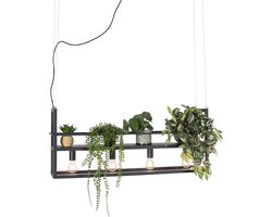 QAZQA cage rack - Industriele Hanglamp eettafel voor boven de eettafel | in eetkamer - 4 lichts - L 100 cm - Zwart - Industrieel - Woonkamer | Slaapkamer | Keuken