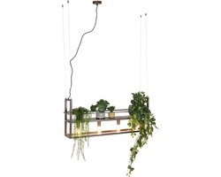 QAZQA cage rack - Industriele Hanglamp voor boven de eettafel | in eetkamer - 4 lichts - L 100 cm - Roestbruin - Industrieel - Woonkamer | Slaapkamer | Keuken