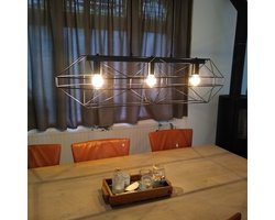 QAZQA carcass - Design Grote hanglamp - 3 lichts - L 300 mm - Zwart - Woonkamer